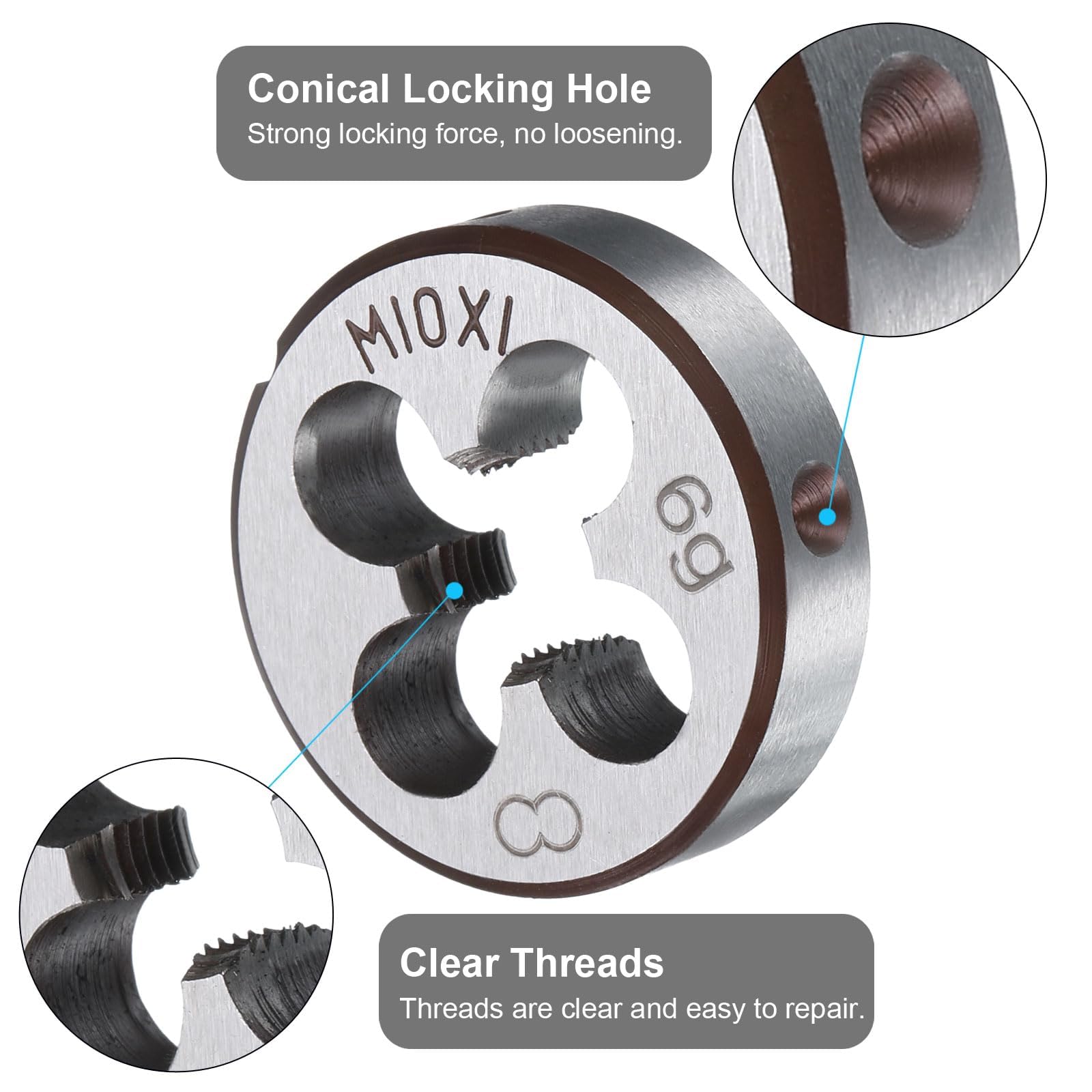 TA-VIGOR 2pcs M10 x 1.0 Metric Adjustable Threading Die - Image 3