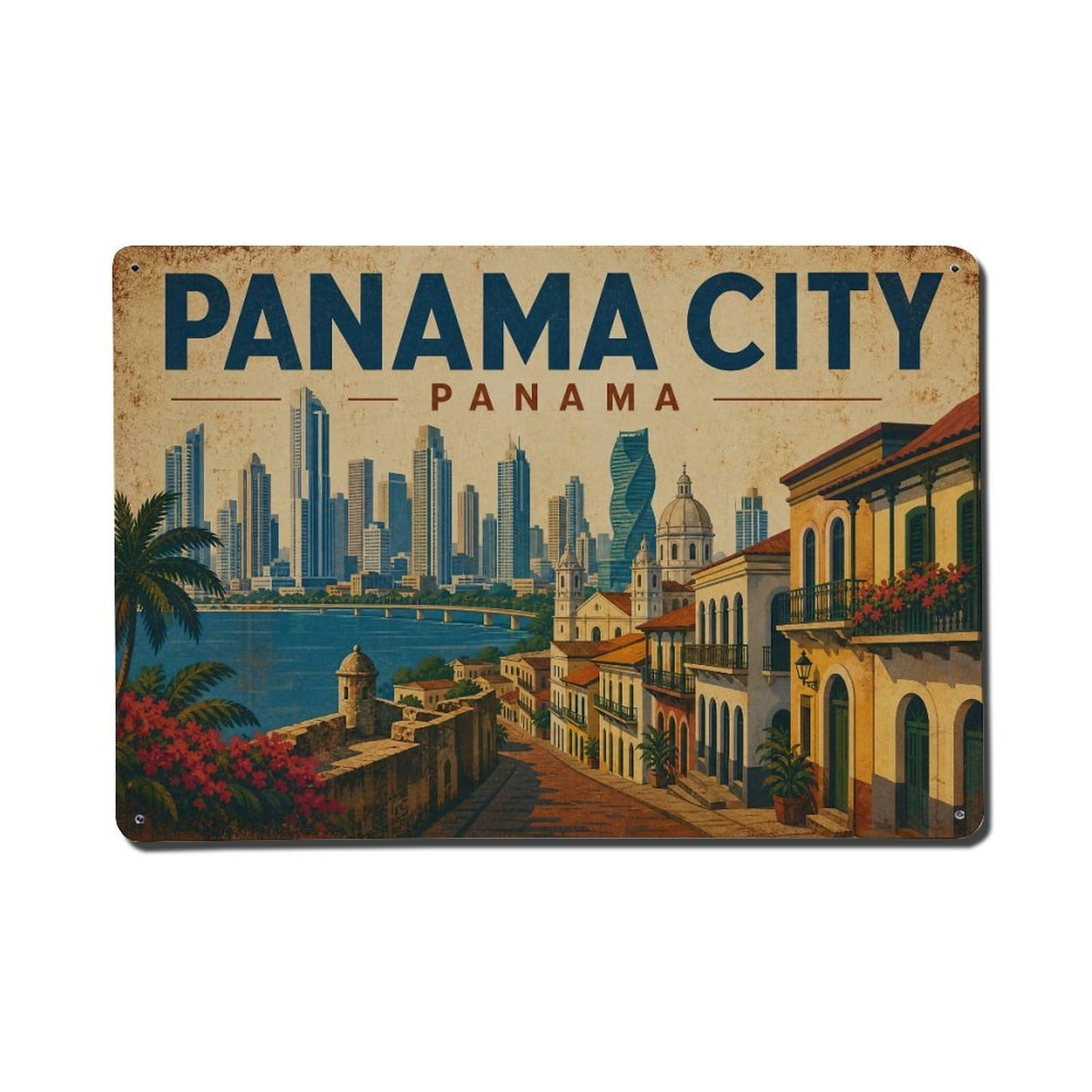 Retro Travel Panama Panama City 1 Metal Tin Sign