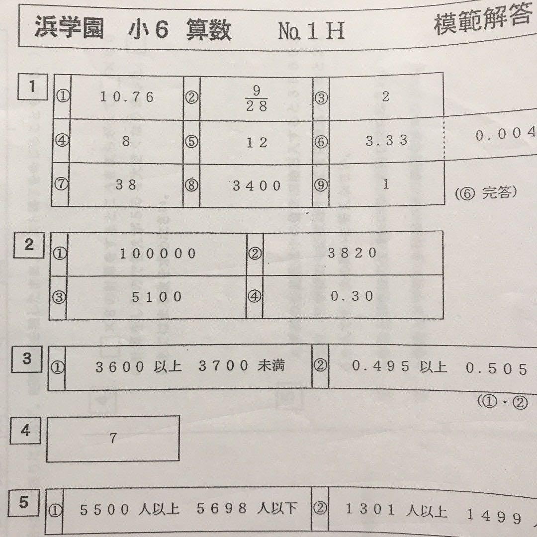 Amazon.co.jp: 浜学園 小6 算数 復習テスト Hクラス No.1No.39
