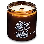 Hemlock Park Crackling Wood Wick Candle Handcrafted with Natural Coconut Wax (Large 16 oz, Scarlet Rose)