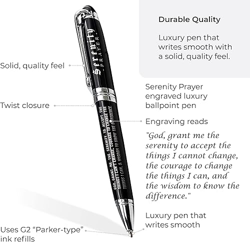 Miniatura 2 de Inkstone Serenity Prayer - Bolígrafo de regalo inspirador grabado con caja de presentación, regalo con cita de recuperación de fe, sobriedad