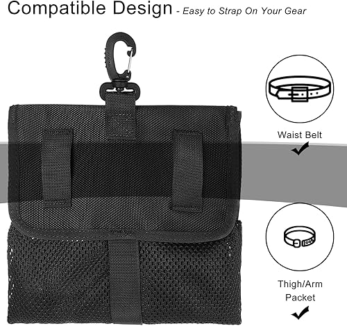 Miniatura 4 de Luwint Bolsa de malla de buceo Bolsa de malla larga Bolsa de almacenamiento multipropósito con clip de anillo D para deportes acuáticos Buceo Pesca