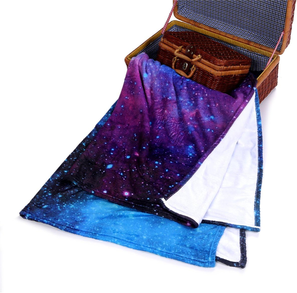 QH with Galaxy Velvet Plush Throw Blanket(Large) Super Soft and Cozy Fleece Blanket Perfect for Couch Sofa or Bed