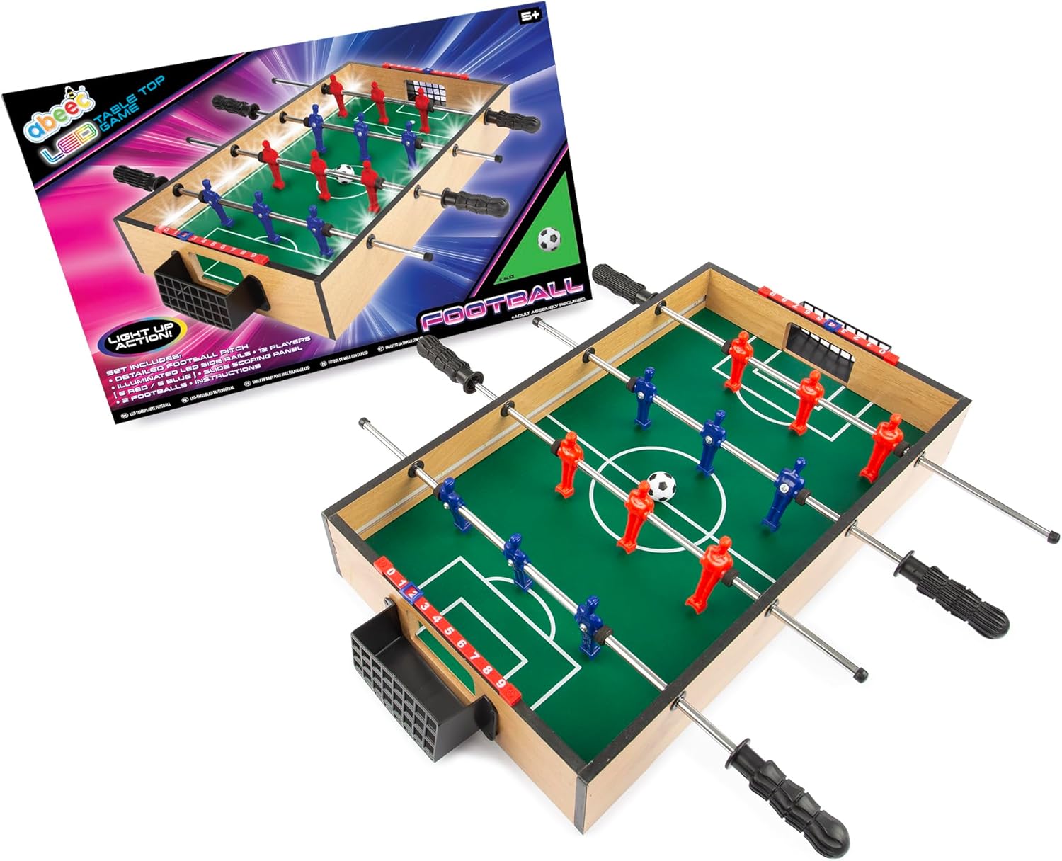 abeec Table Top Football Game With 12 x Footballers, 2 x Plastic Footballs, 2 x Nets, 2 x