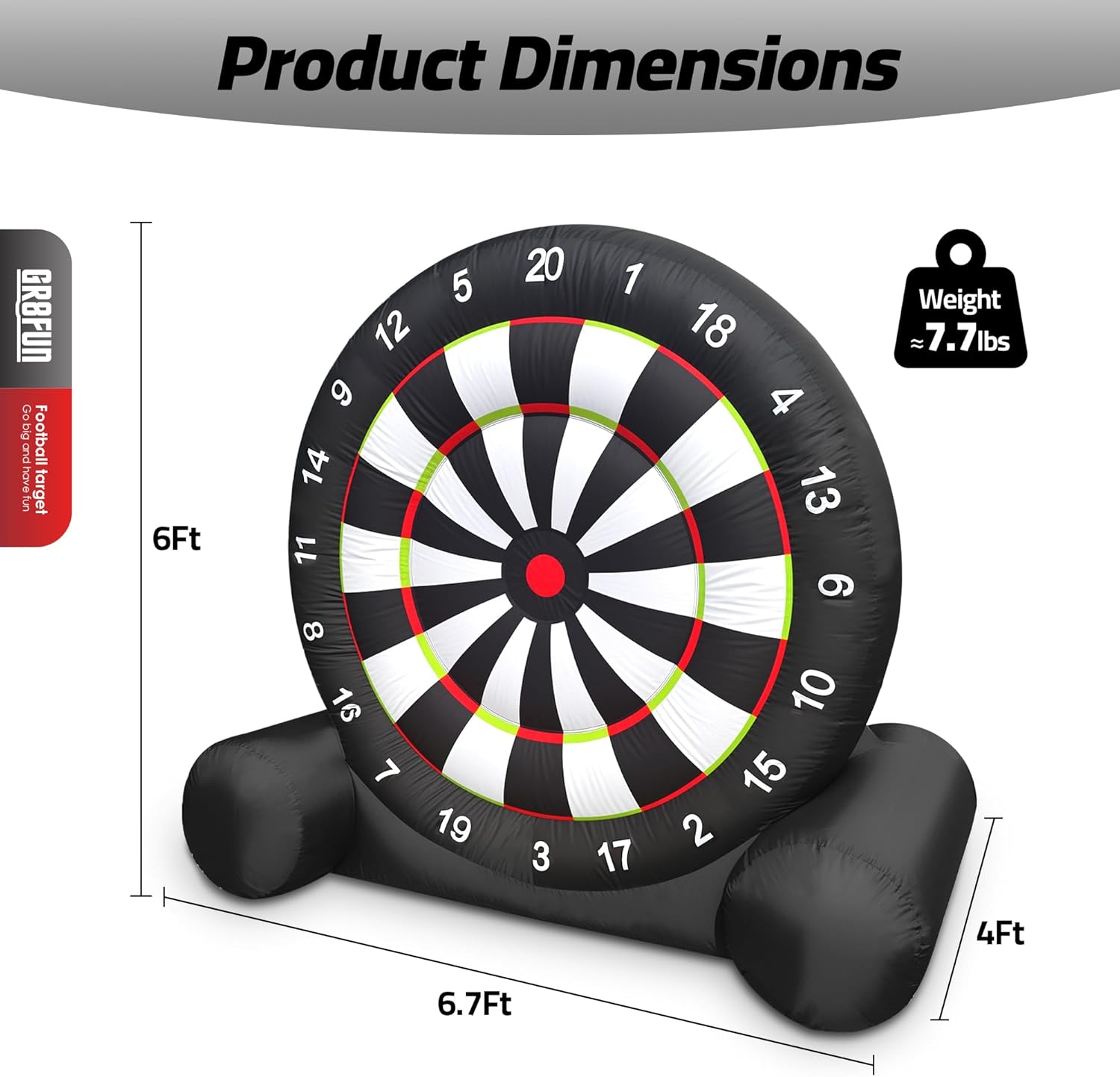 Inflatable Soccer Dart Board Giant Outdoor Soccer Dart Board with UL Blower, Portable Blow Up Games for Gym Camp Yard Sport Game(Black)