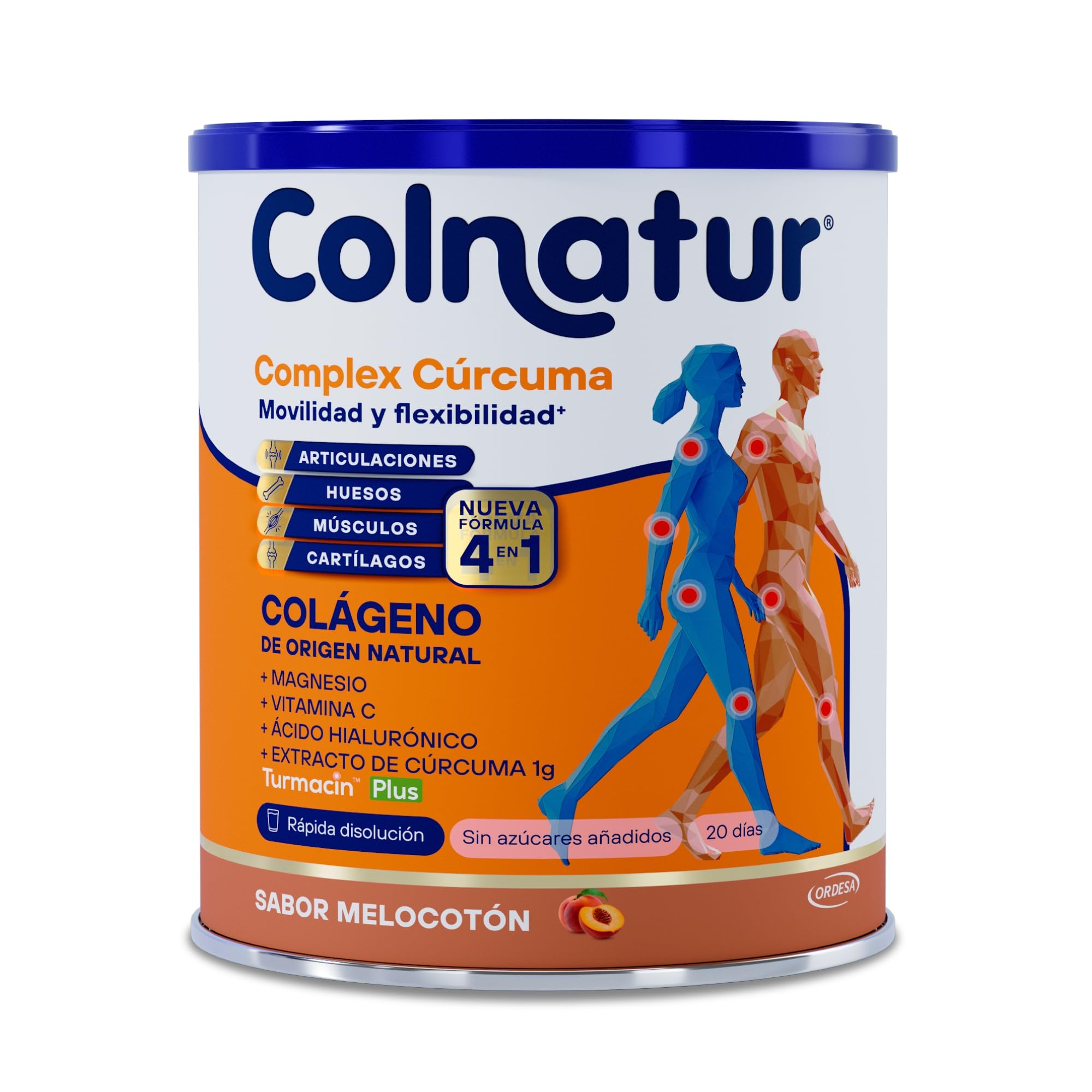 Colnatur Complex Cúrcuma Sabor Melocotón | 254g | Colágeno con Magnesio, Cúrcuma y Vitamina C para Músculos y Articulaciones