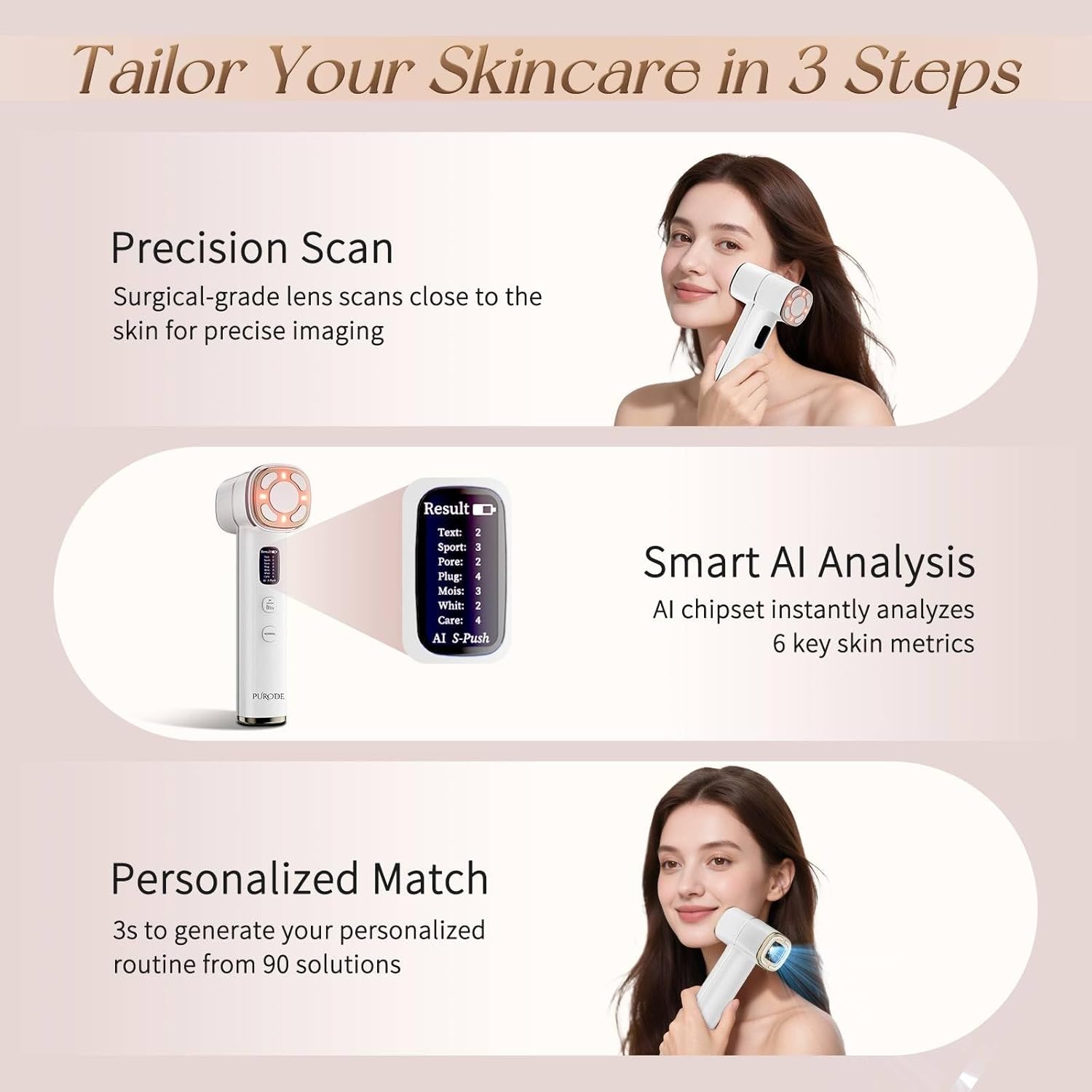 AI-Powered Custom Skincare Facial Device with Red Light Therapy for Anti-Aging, Firming, Lifting & Better Absorption, Face Massager Tool Paired with HD Camera to Detect Skin Condition - Image 4