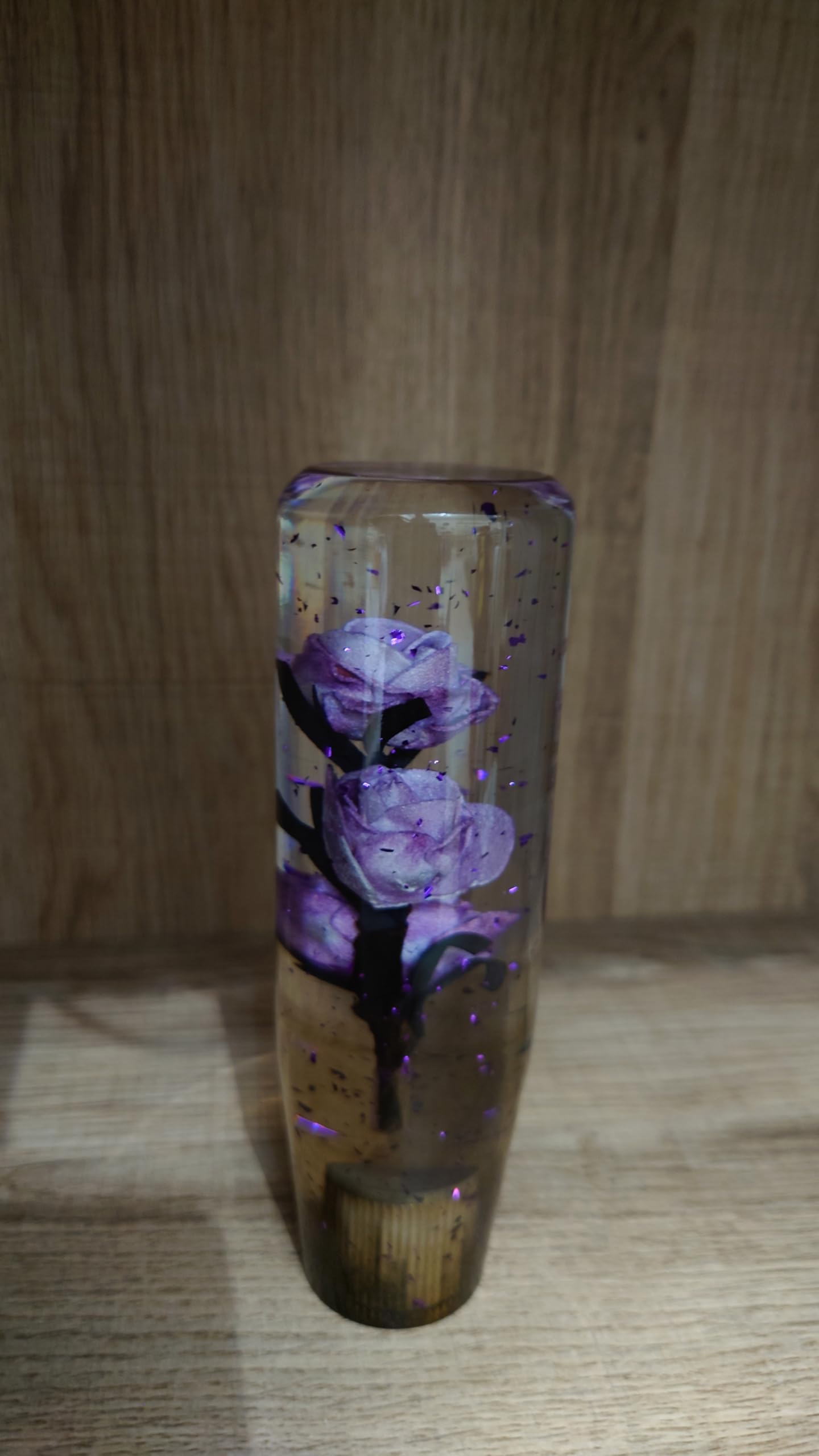 Amazon.co.jp: 水中花シフトノブ薔薇銀箔LEDイルミネーション15cm 紫 
