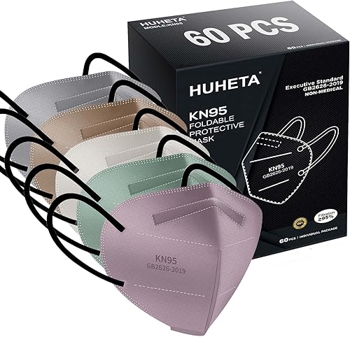 Miniatura 9 de HUHETA KN95 Mask, 5 Ply Protective Dispoasable Masks Filter Efficiency≥95% Blanco,Negro,Gris,Morandi