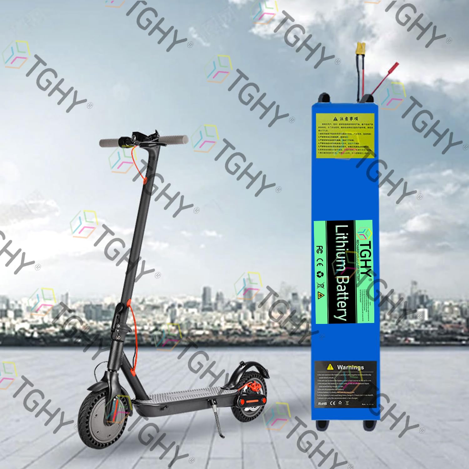 TGHY Batteria al Litio da 36 Volt per Monopattino Elettrico, 36V 7.8AH 9AH 10.5AH, Rimovibile e Pieghevole, per Motori di Skateboard da 0-350W, con Caricabatterie Incluso.,36v9ah