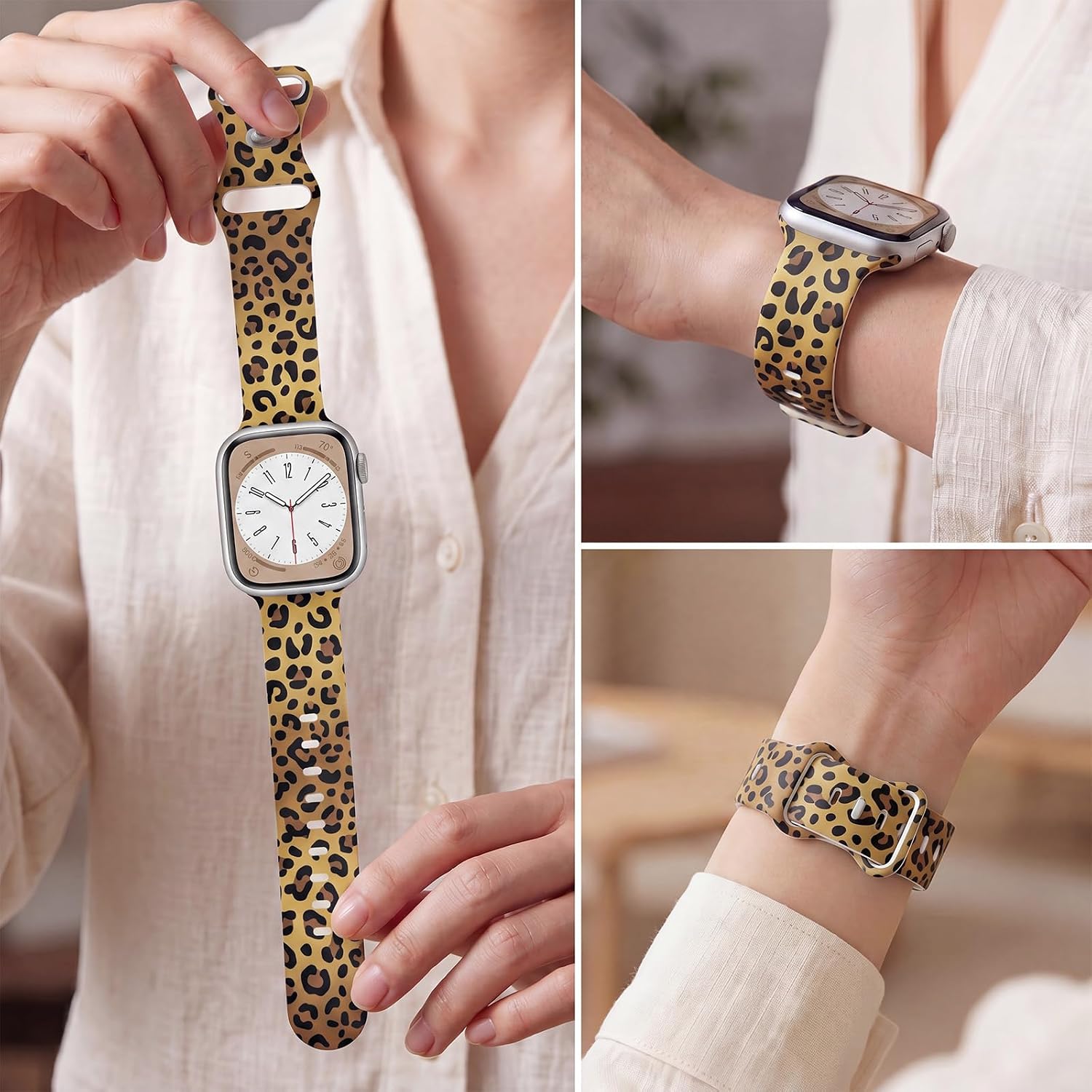 Floral Band Compatible with Apple Watch Bands for Women 41mm 40mm 38mm 45mm 44mm 42mm 49mm, Flower Printed Silicone Sport Strap for iWatch Series 11 10 9 8 7 6 5 SE Ultra 2 image 5