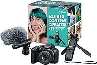 Canon EOS R10 Content Creator Kit: Mirrorless 4K Vlogging Camera with RF-S18-45mm Lens, Tripod, Stereo Mic, 24.2MP APS-C Sensor