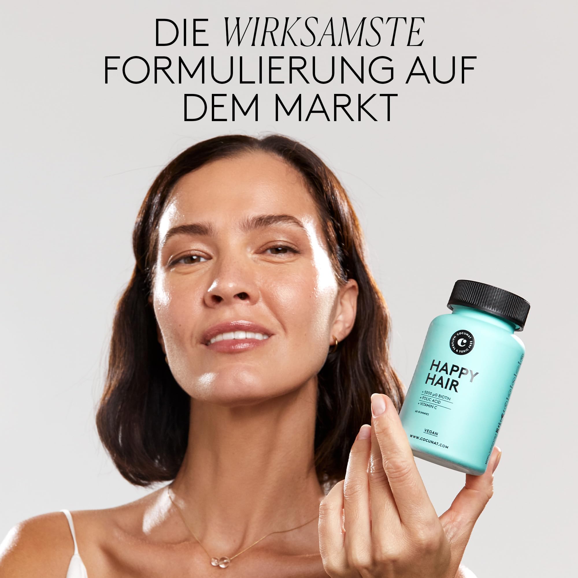 COCUNAT Happy Hair Haarvitamine + Haar-Serum Arganöl | Anti-Haarausfall-Set: 60 Gummibärchen mit 5.000mcg Biotin + silikonfreies Arganöl-Serum. Curly-Methode.