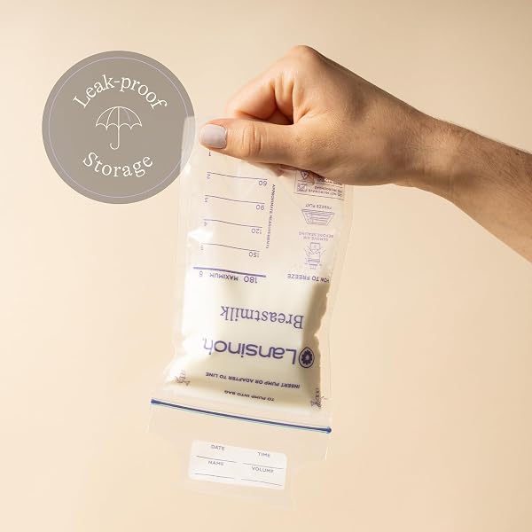 Lansinoh Breast Milk Storage Bags - Pre-Sterilised, Leakproof & BPA/BPS-Free - Fridge & Freezer Breastmilk Pouches - Pump into bag with Lansinoh Breast Pumps - Breastfeeding Essentials - 50 Pack - 2