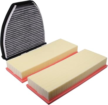 NewYall Engine Air Filter and Cabin Air Filter Kit for Mercedes C230 2.5L 2008-2009, C300 3.0L/3.5L 2008-2012, C350 3.5L 2008-2013, E350 3.5L/E550 5.5L 2010-2011, GLK350 3.5L 2010-2012