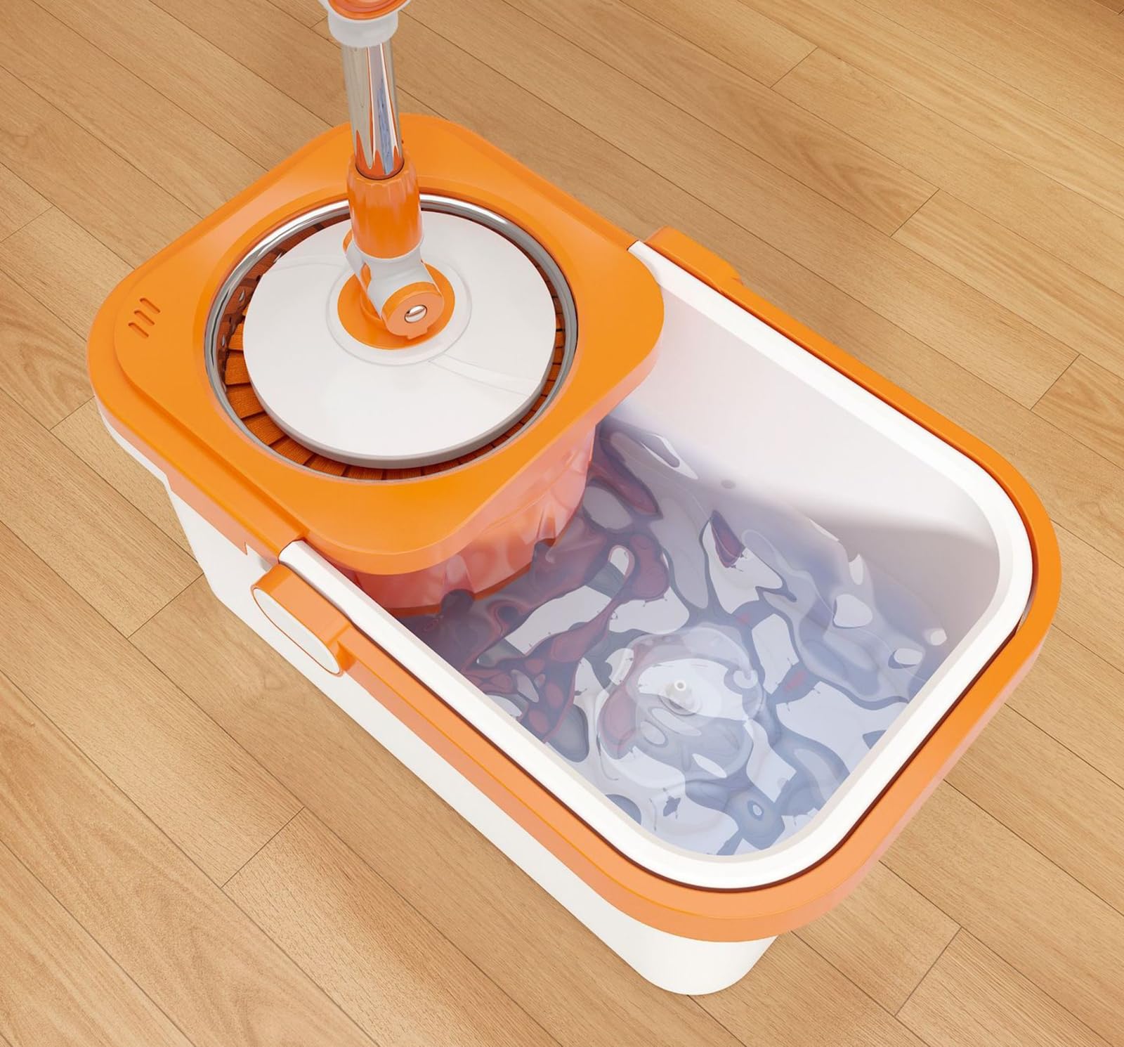 Fregonas A, Juego de fregona y Cubo giratorios Fregona giratoria de 360° Cubo con Sistema de escurridor Mango de fregona extendido Fregona y Cubo para Limpieza de Suelos