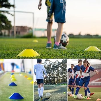 25/50/100pcs Disc Cones, Agility Soccer Cones with Carry Bag and Holder, 5 Color | for Sports Training, Football, Soccer, Basketball, Coaching, Practice Equipment