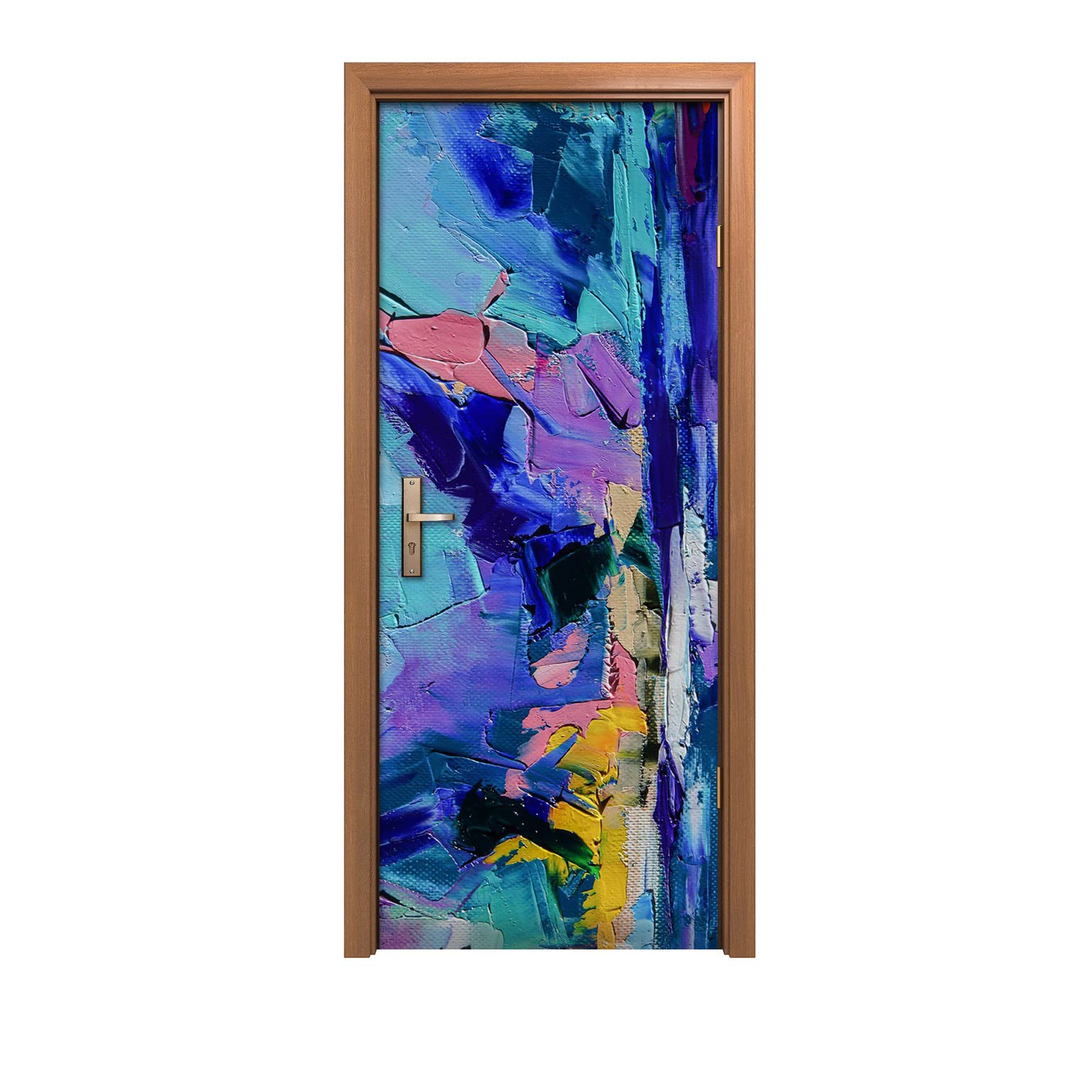 Autocollant de porte design abstrait pour rénover et masquer les imperfections d'une pièce