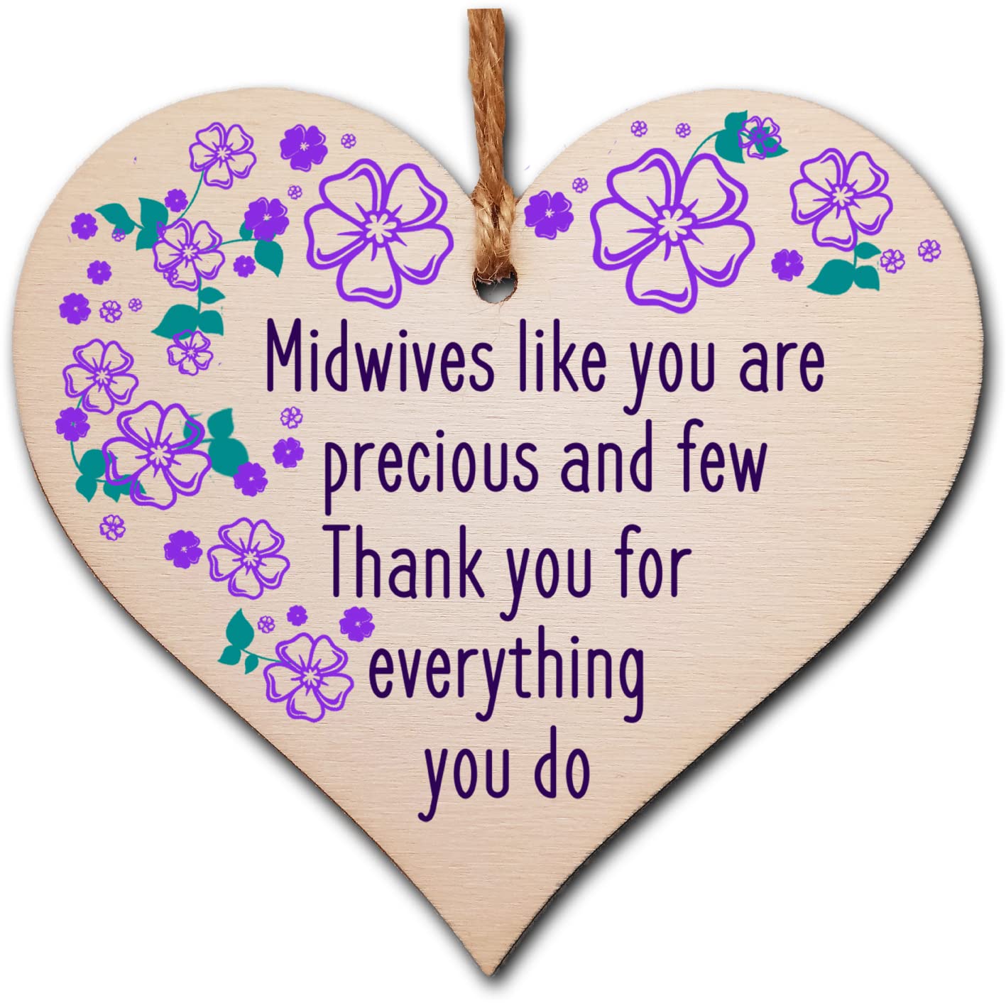 Gift In Can Purple Handmade Wooden Hanging Heart Plaque Gift For A Great Midwife Loving Thoughtful Thank You Keepsake