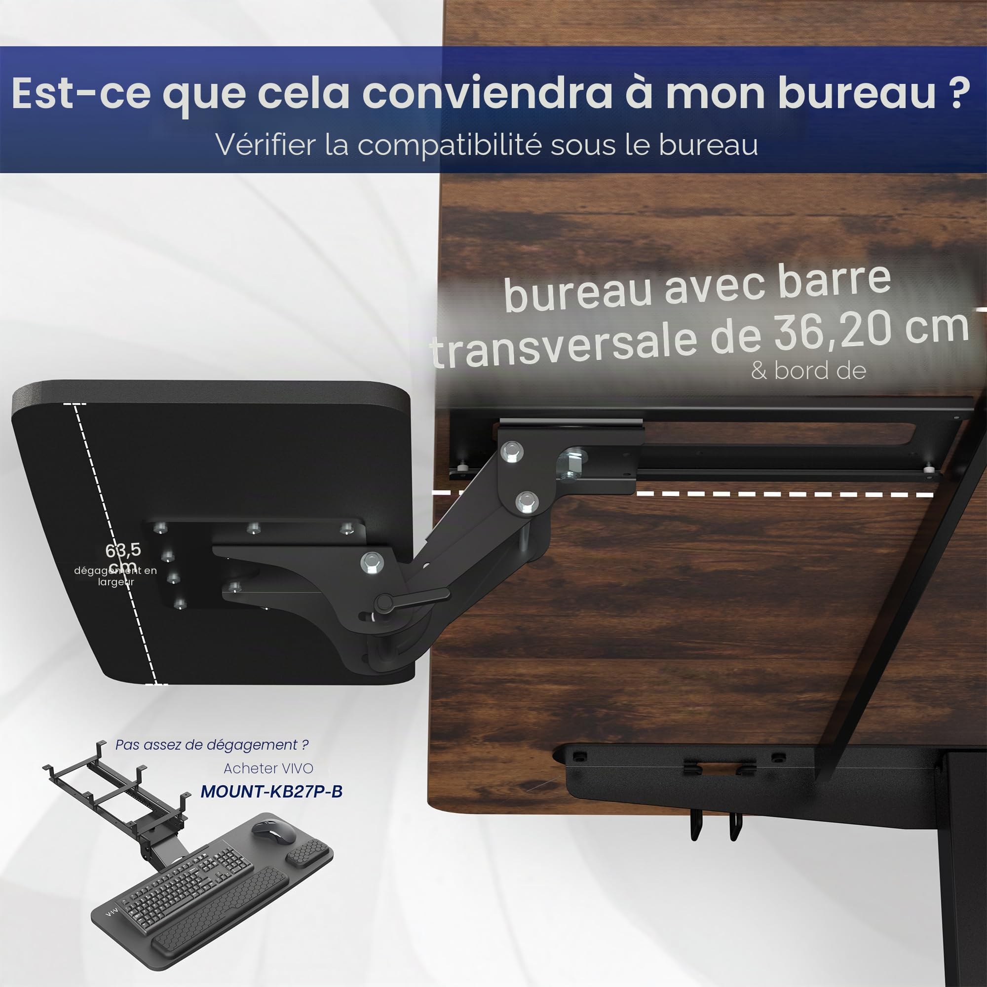 VIVO Plateau ergonomique réglable pour clavier d'ordinateur et souris (MONT-KB03B)