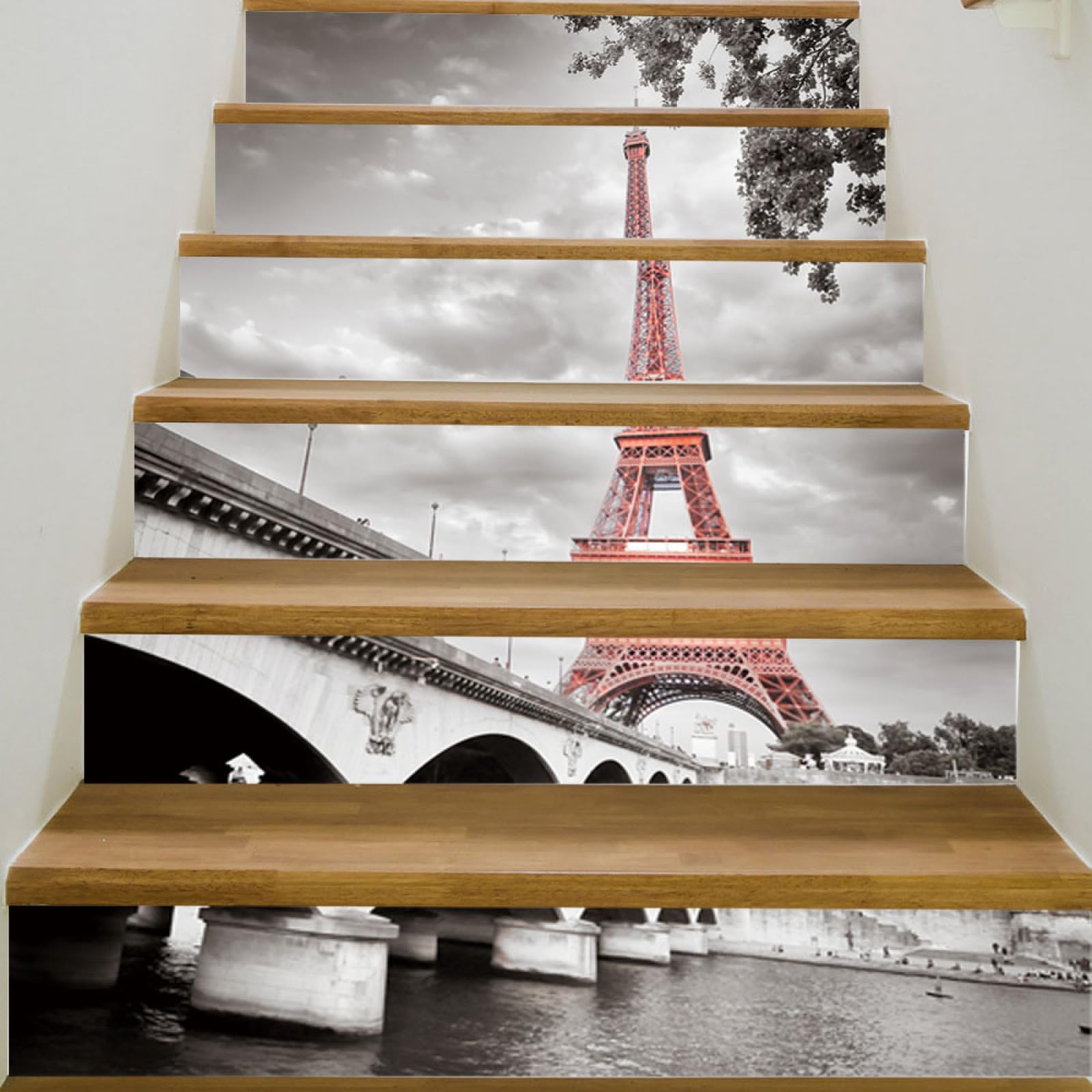 Pavimento Pvc Adesivo Torre Di Ferro Rosso Piastrelle Adesive Cucina Bagno Pavimento Paraschizzi Cucina Adesivo Rimovibile Mattonelle Adesive Durable Adesivi per Piastrelle Bagno 18x100cm/13 Pcs