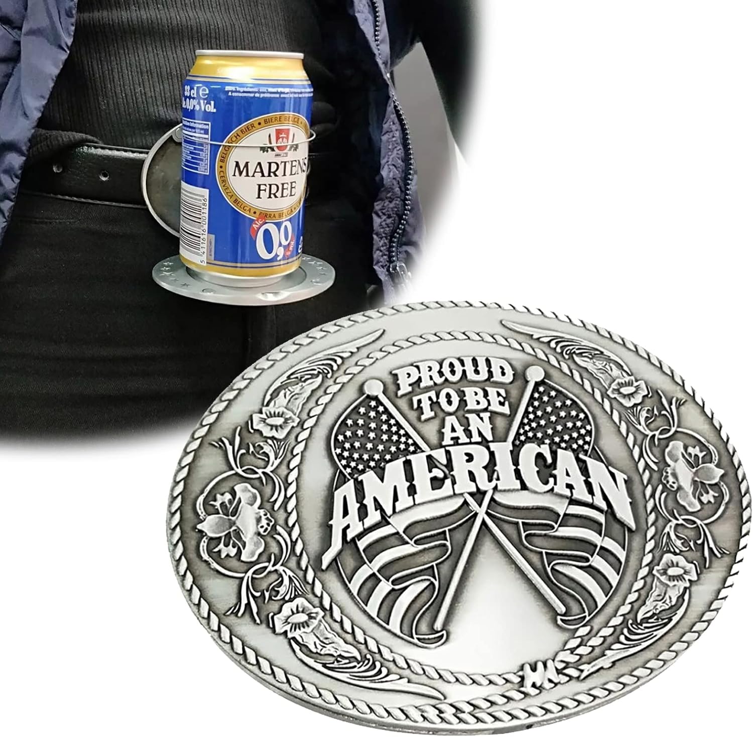 Beer Bottle Opener with Buckle Cup Holder, Belt Buckle with Cup Holder, Portable