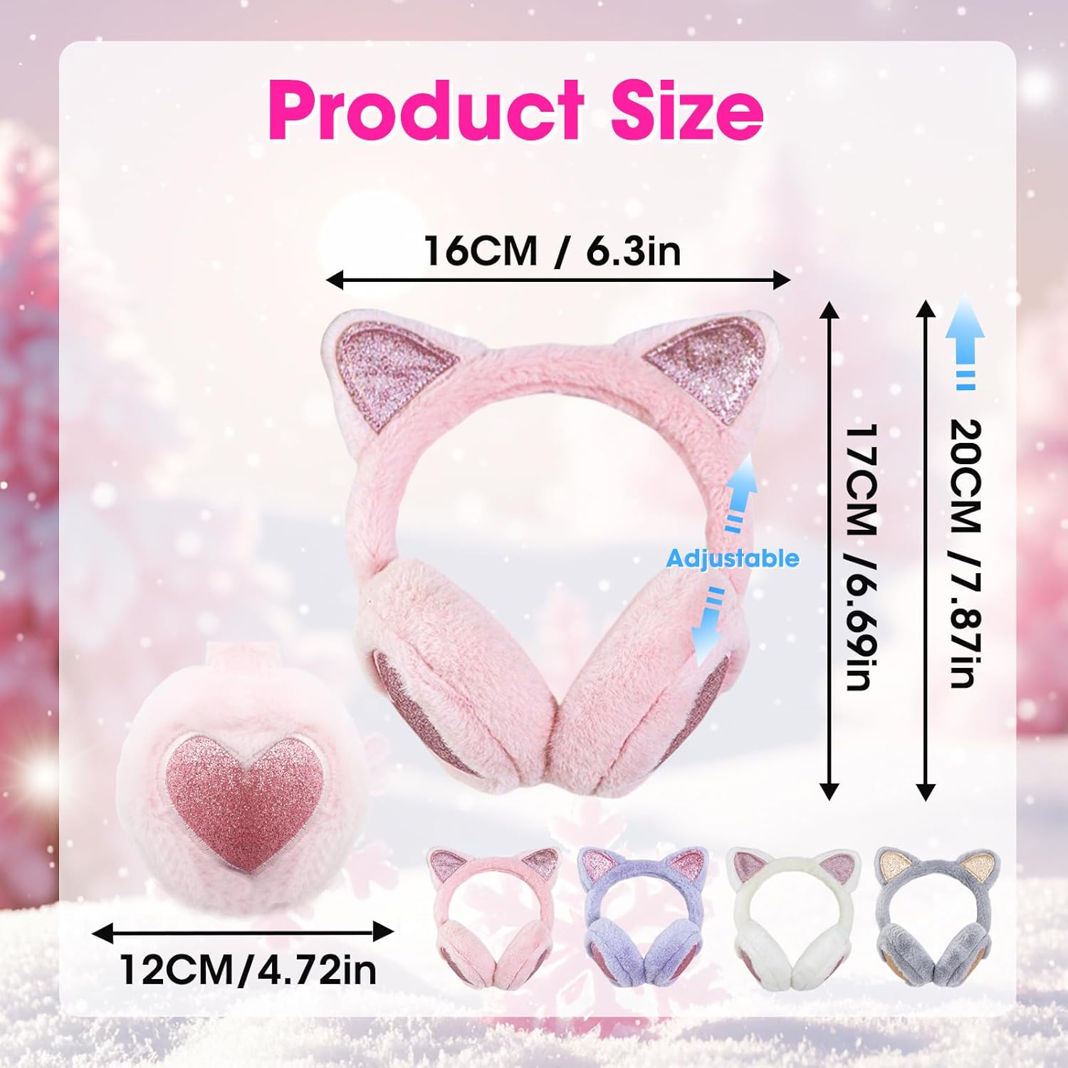 4Pcs Cute Cat Ear Earmuffs for Kids Fluffy Ear Muff for Women Ear Warmer Fluffy Ear Cover Outdoor Headband Winter Accessories - Image 2