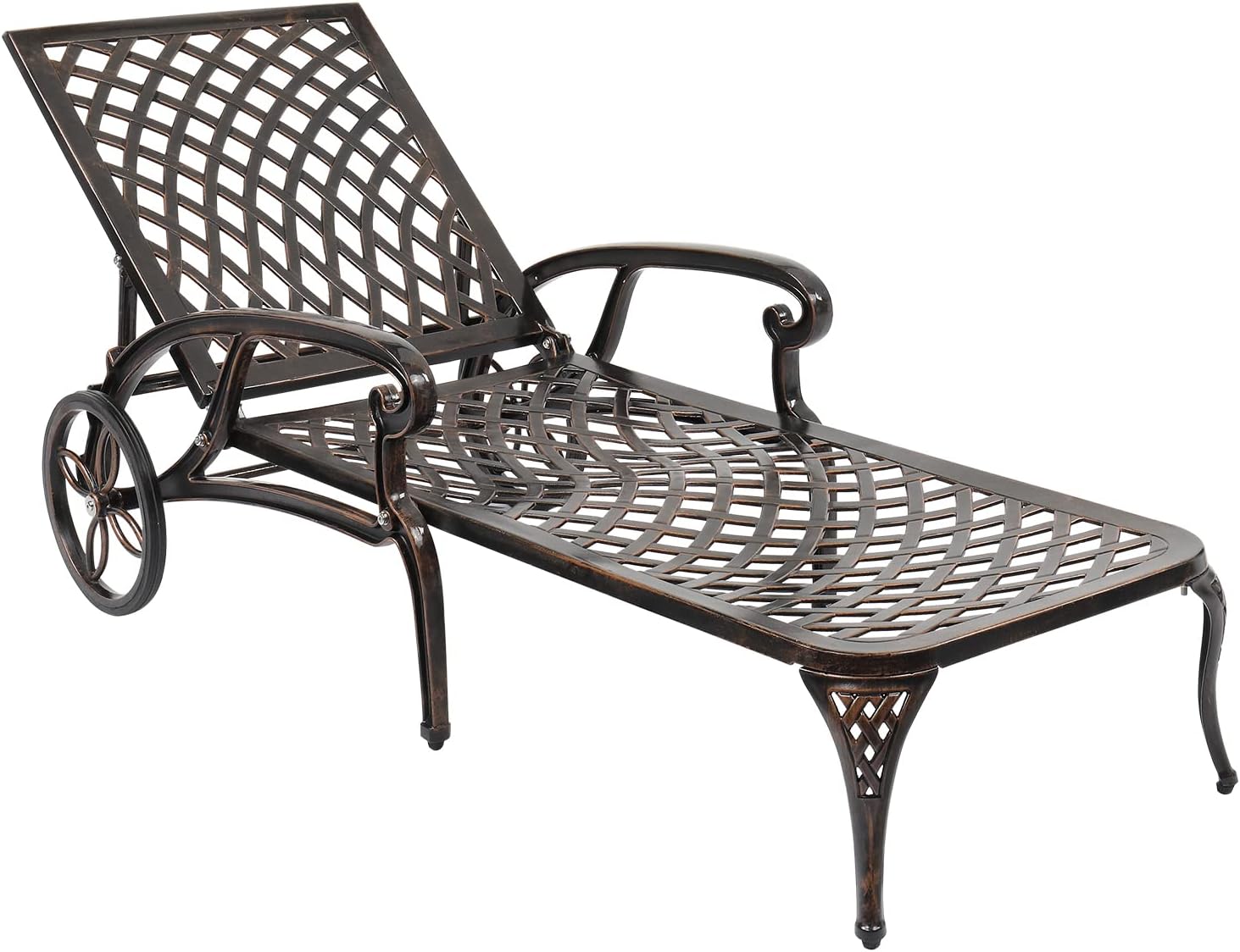 DESIGNSCAPE3D Outdoor Chaise Lounge with Arms, Patio Lounge