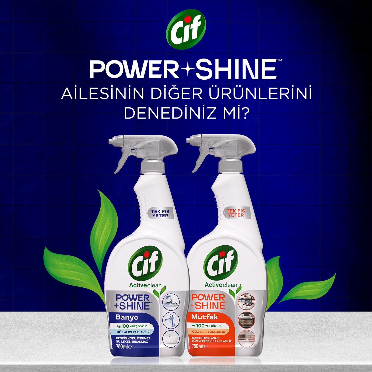 Cif Power & Shine Sprey Banyo İçin Temizleyici ve Kireç Çözücü 750 ml