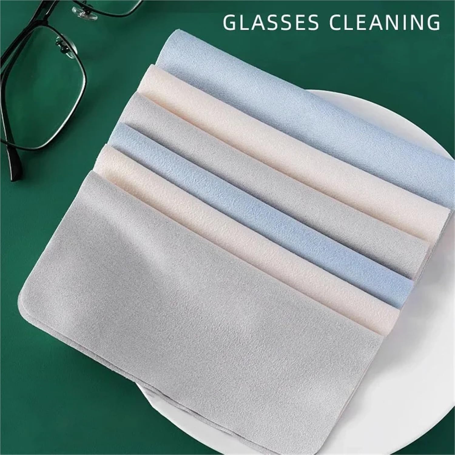 Eyeglass Cleaning Cloth 50pcs Lens Cleaning Cloth for Glasses and Screens Ultra-Fine Microfiber Cloth(Blue)