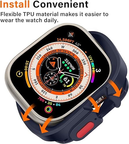 Miniatura 5 de Amizee Paquete de 2 fundas resistentes compatibles con Apple Watch Ultra 2Ultra de 1.732 pulgadas con 2 protectores de pantalla de vidrio, TPU