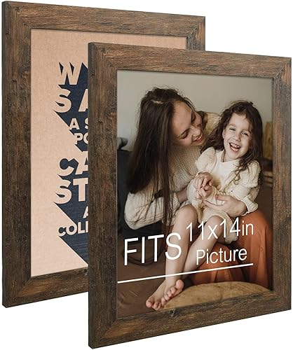 Frametory, Marco de fotos de 11 x 14 pulgadas, estilo de grano envejecido, marcos para fotos o fotos de 11 x 14, diseño moldeado amplio con vidrio