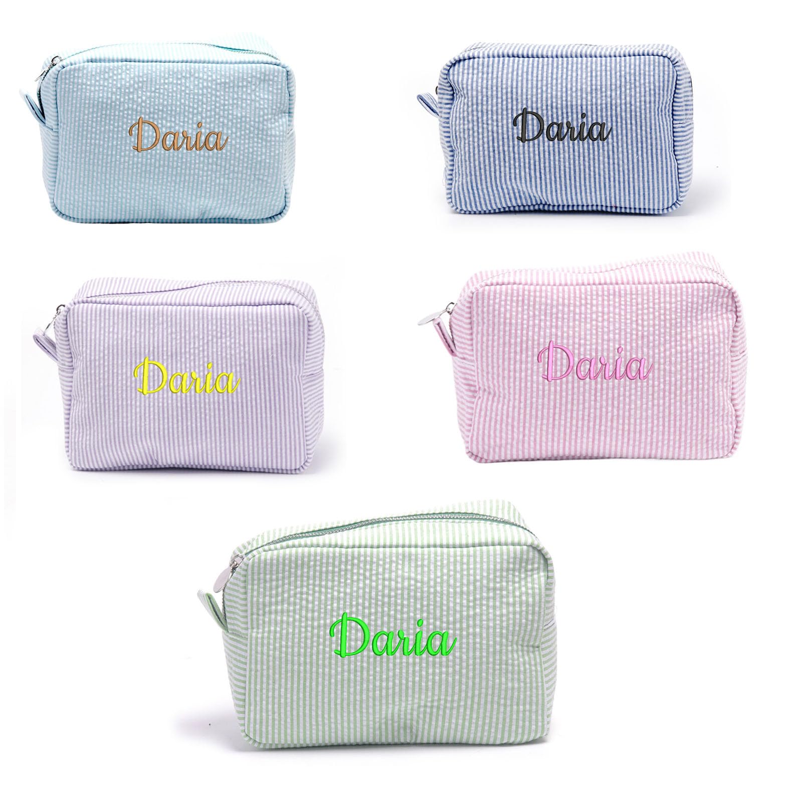 Hainadian Bolsa de cosméticos personalizada. Bolsa personalizada con nombre bordado. Bonita bolsa de maquillaje para mujeres y niñas, neceser de viaje para mamá, cumpleaños, novia, dama de honor,