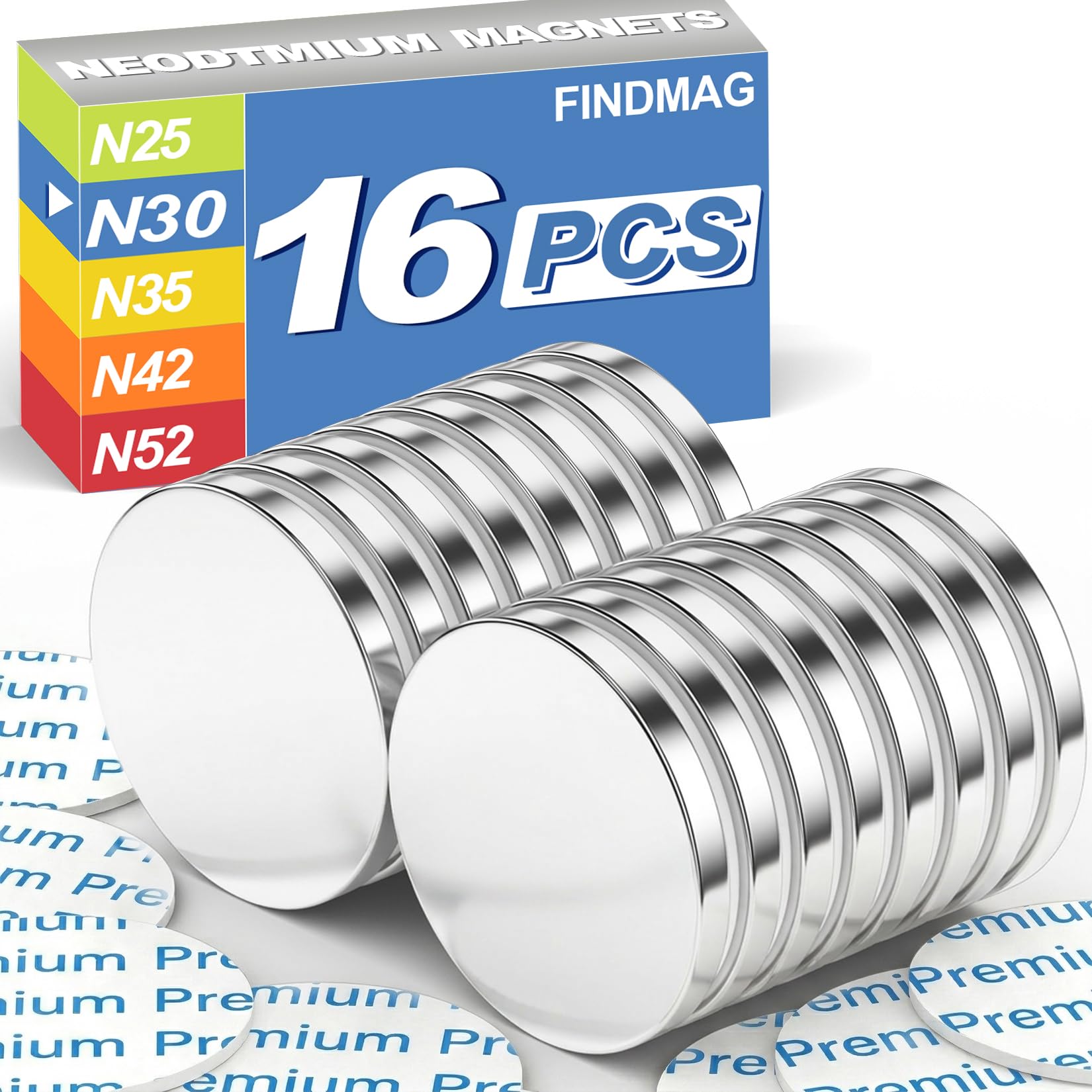 FINDMAG 20 Pack Magnets, Strong Neodymium Disc Magnets, 1.18'' D x 1/8'' H — Amazon image 7