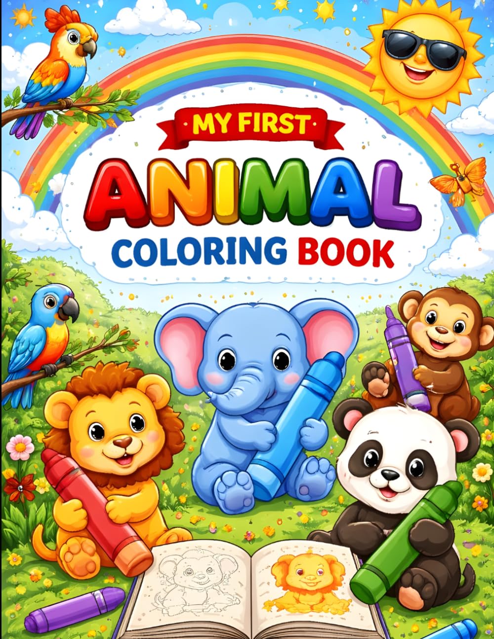 Animal Coloring Book for Kids Ages 3–6: Easy and Cute Animals Coloring Pages for Toddlers & Preschoolers