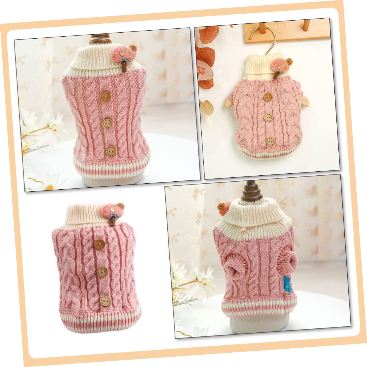 BESPORTBLE 5 Pièces Gilet en Coton pour Chiot Costume De Chien De Compagnie Pull Chaud pour Chien Pull pour d'hiver d'hiver pour Joli pour Chiot Rose en Tissu