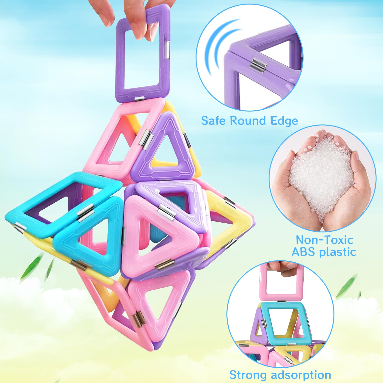 60 Pièces Blocs Magnétiques - Jeu Construction Enfant 3-8 Ans