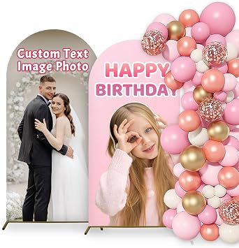 Custom Arch Cover - Personalized Arch Backdrop Covers with Photo Text for Baby Shower Wedding Holiday Birthday Graduation Party 47.2 FT Arch