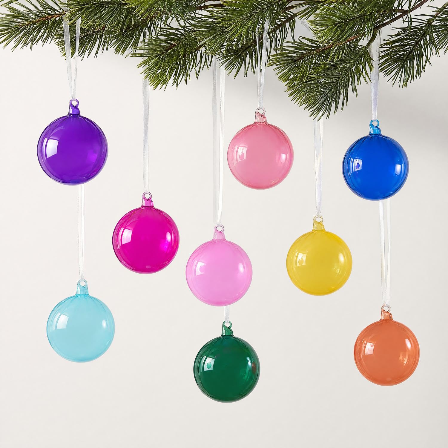FoldTier Set di 9 palline di Natale in vetro opaco da 7,6 cm, decorazioni per albero di Natale, da appendere, multi tinta unita, per albero di Natale, ghirlande, decorazioni per la casa e matrimoni
