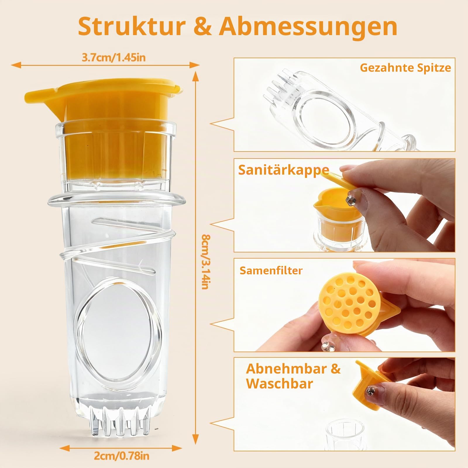 2 Lemon Squeezer, Transparente Deckel-Zitronenpresse mit Schraubverschluss, Tragbare Kompakte Handpresse für Zitrusfrüchte, Cocktails und Kochzwecke