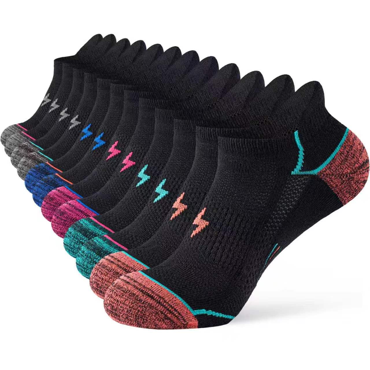 Niorasen Ankle Socks for Women 6 Pairs, Cotton Cushioned Athletic Running Socks, Breathable Low Cut Sports Socks