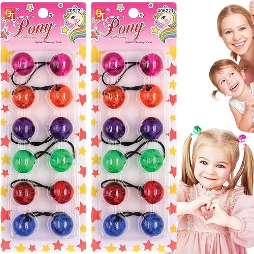 Miniatura 8 de Beauty Town 12 ligas para el cabello de 0.98 pulgadas para niñas con bolas de burbujas para coleta, perlas surtidas 2, accesorios para el cabello