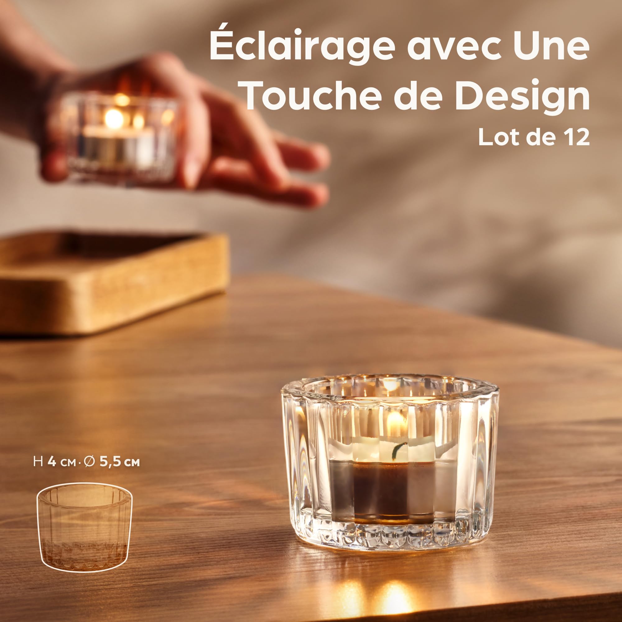 Photophore Bougeoir en Verre Transparent 12 Porte Bougie Décoration Maison Mariage Fête Table