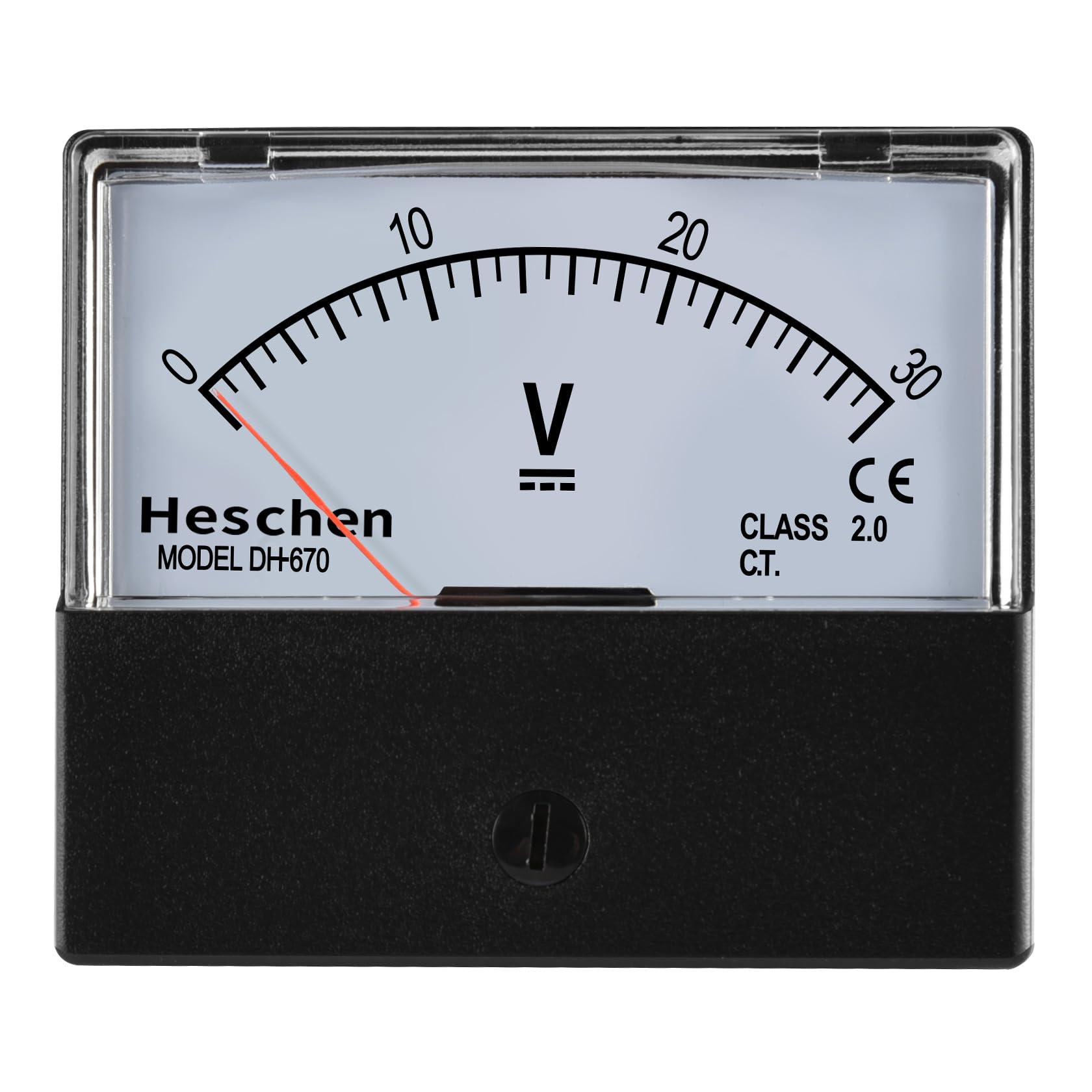 Heschen Woltomierz prostokątny, panel analogowy, miernik napięcia, 670, styl DC 0-30 V, klasa 2.0