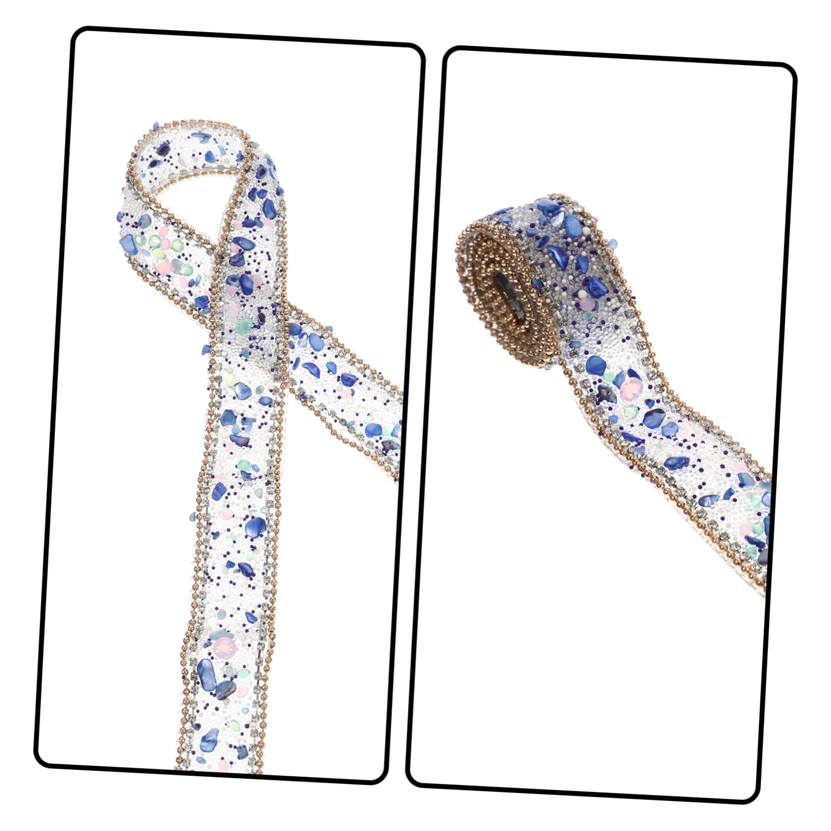 Tofficu 5rollen Dekoratives Strassband Für Kleidung Handgefertigtes Rhinestone Band Mit Goldperlen Lange Bastel-dekoration Für Hochzeiten Und Feste