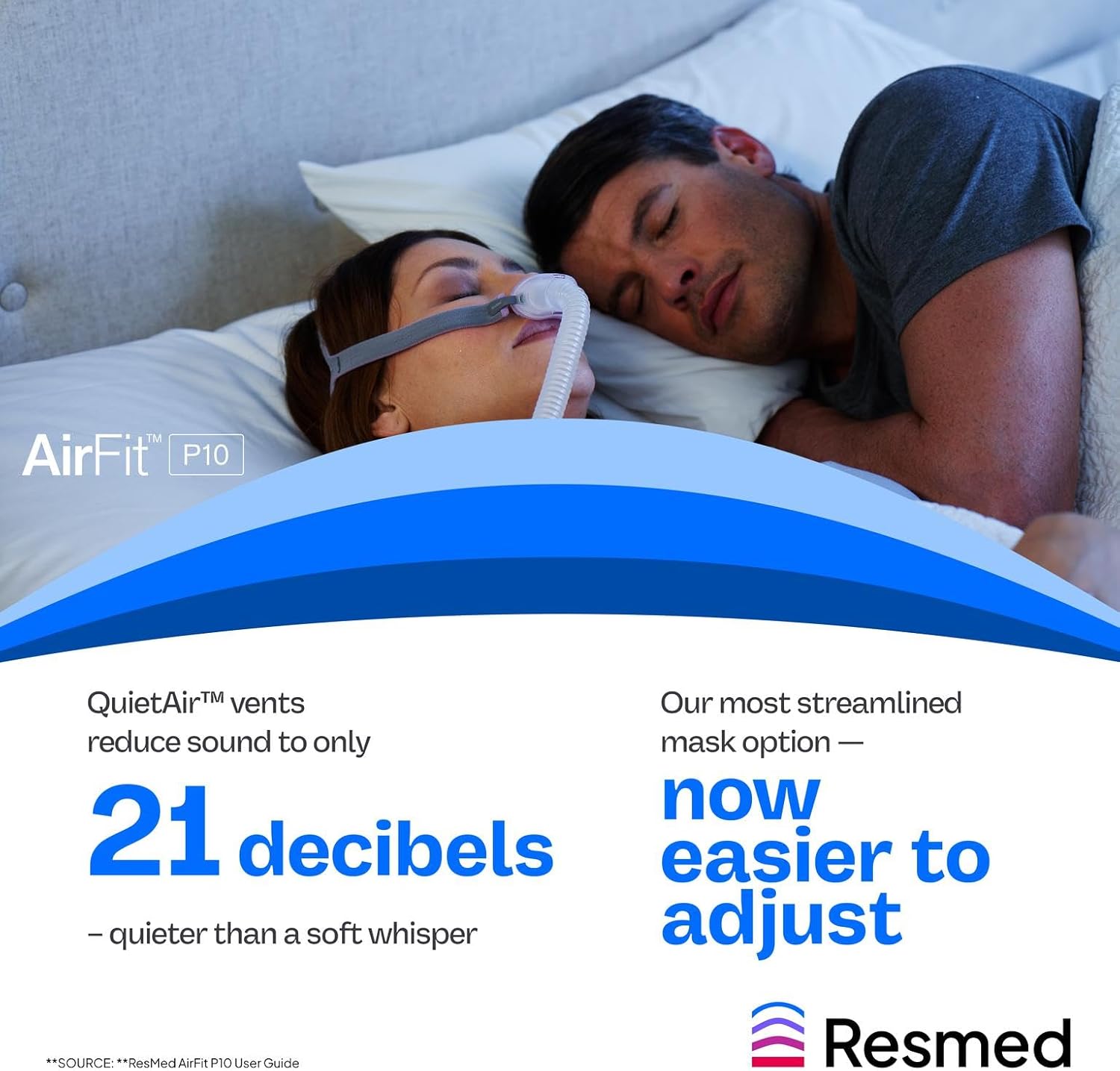 ResMed AirFit P10 nasal pillow cushion with replacement tips
