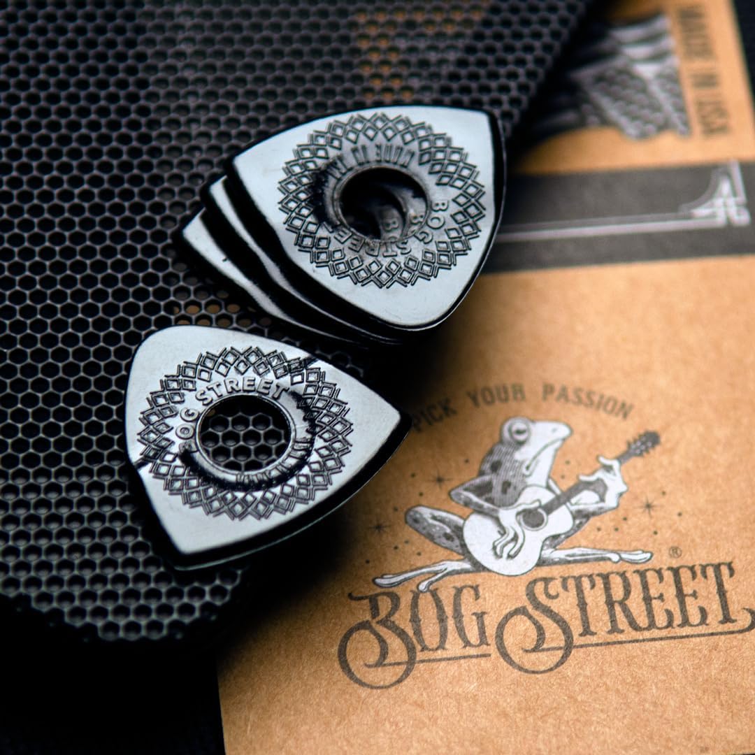 Bog Street ULTEM-TAK AXE BLADE Medium, 3-Sided Ergonomic Guitar Picks, Black (12-Pack)