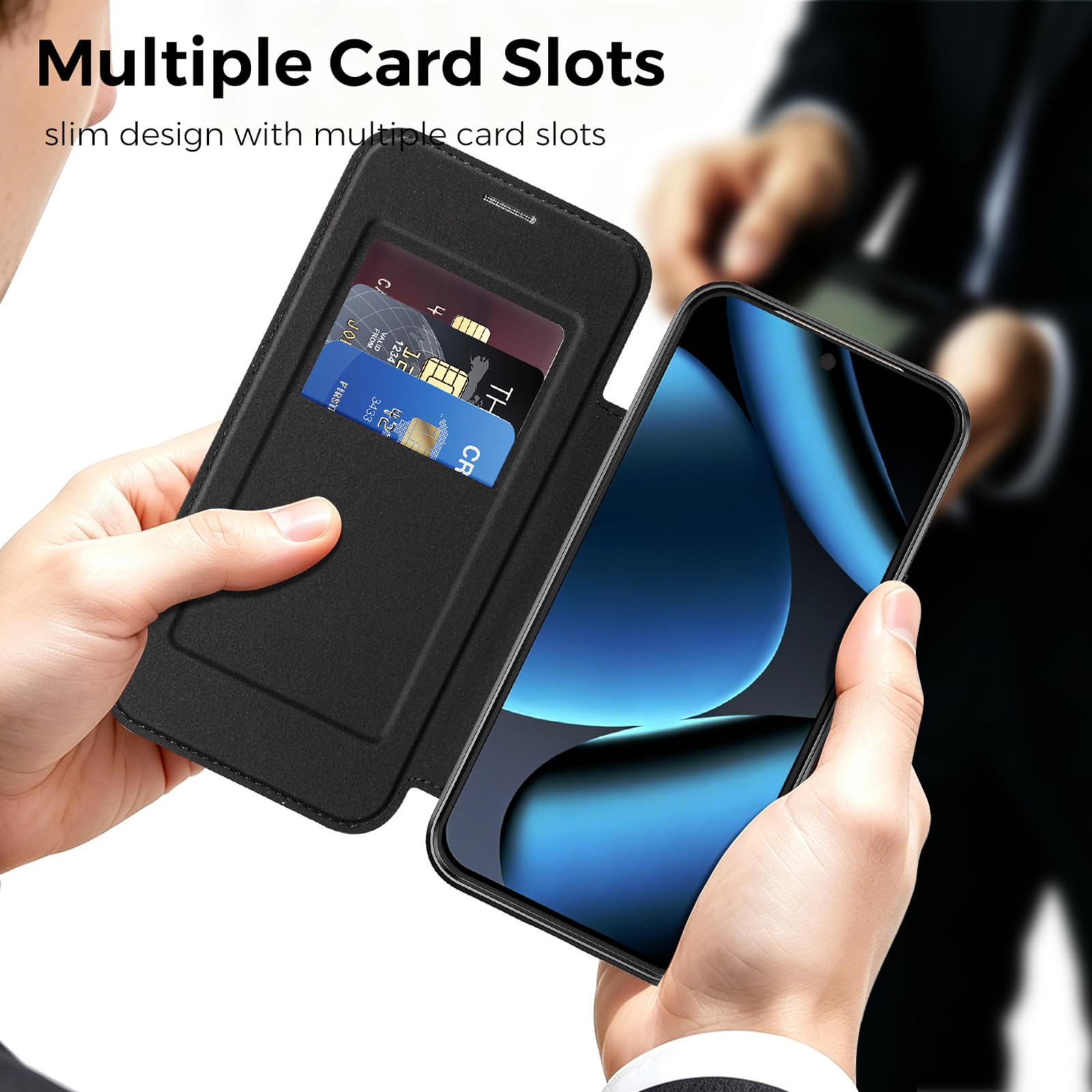 Custodia Per Google Pixel 11 Pro XL/ 11 Pro/ 11, Flip Portafoglio Cover | Magnetica Fibra di Carbonio Modello Protezione Completa Trasparente Caso,Marrone,11