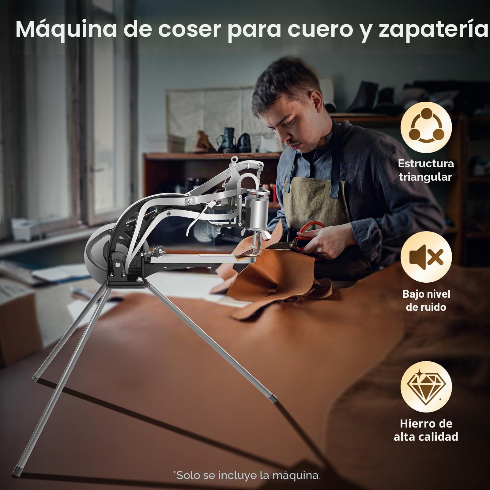 Máquina de coser manual de cuero, máquina de zapatos, máquina de coser de cuero, máquina de coser a mano Cobbler, máquina de reparación de zapatos 360° dirección ajustable