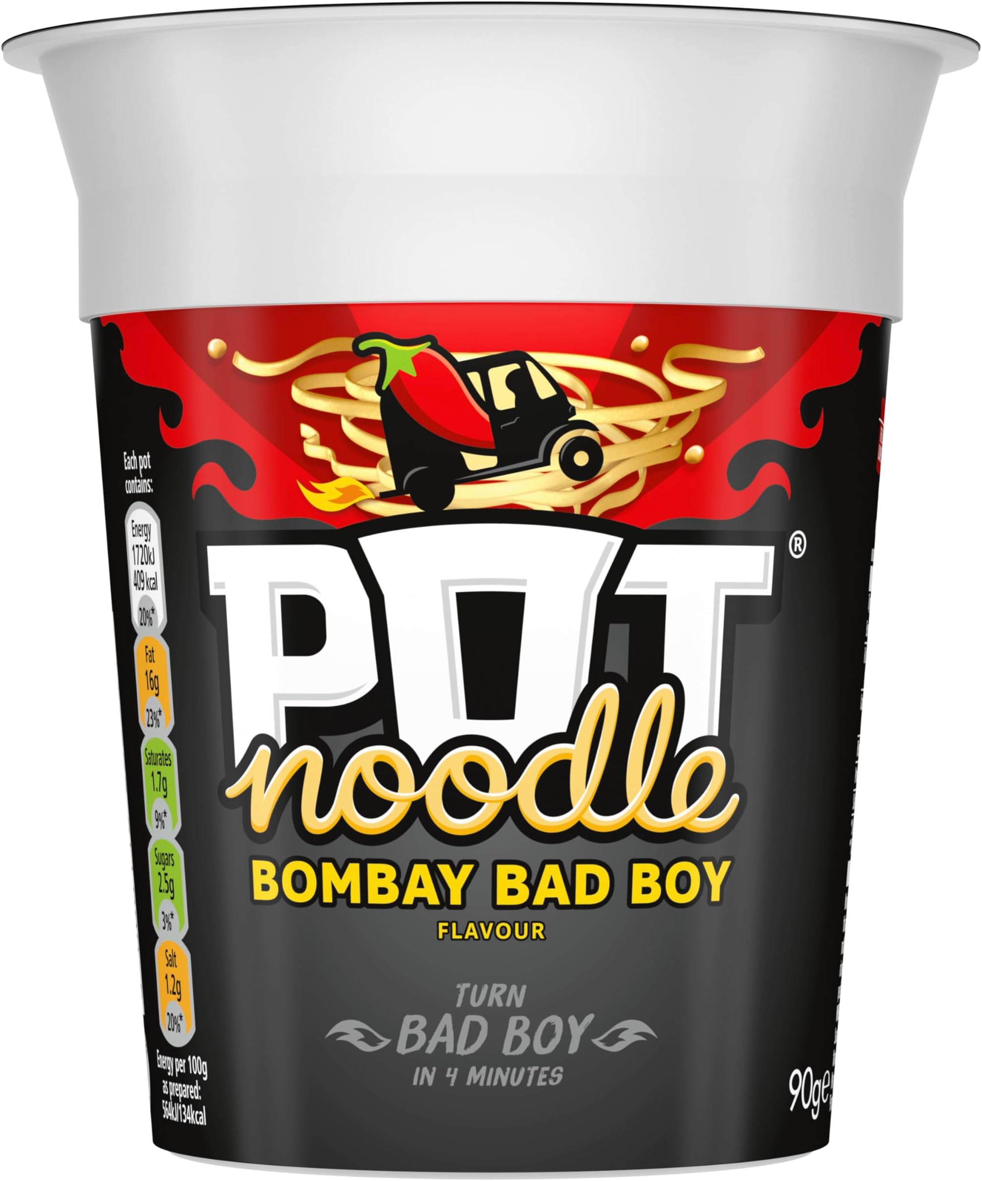 Pot Noodle Bombay Bad Boy Standard Pot instant vegan* snack quick to make noodles Instant Noodle 90 g